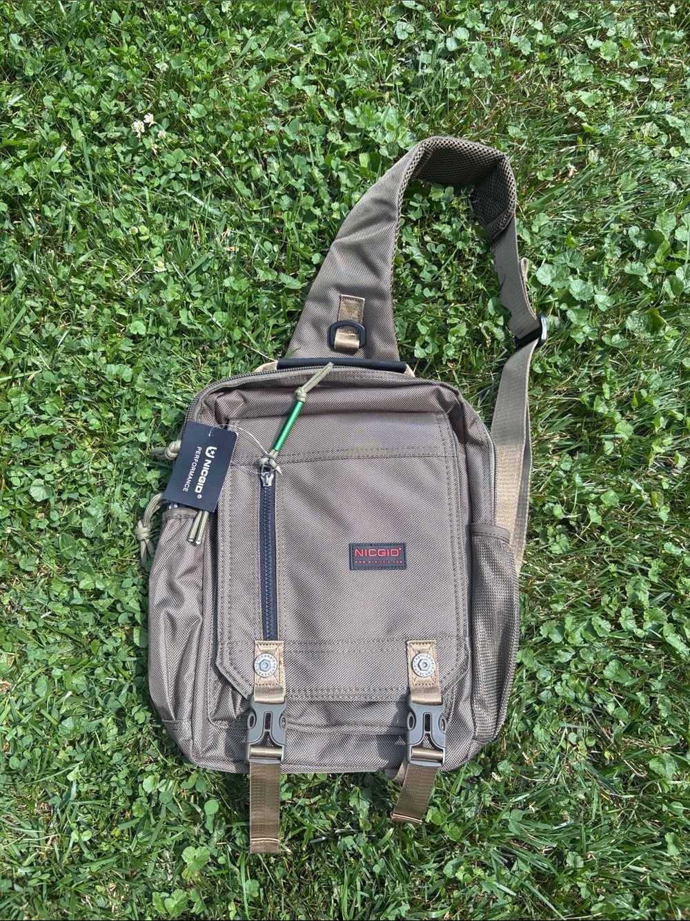 Men's Brown 1 shoulder Bag with Front Buckles